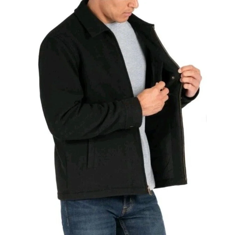 Colorado Clothing Men's Faux‎ Wool Flannel Jacket Heavyweight, Black, Small